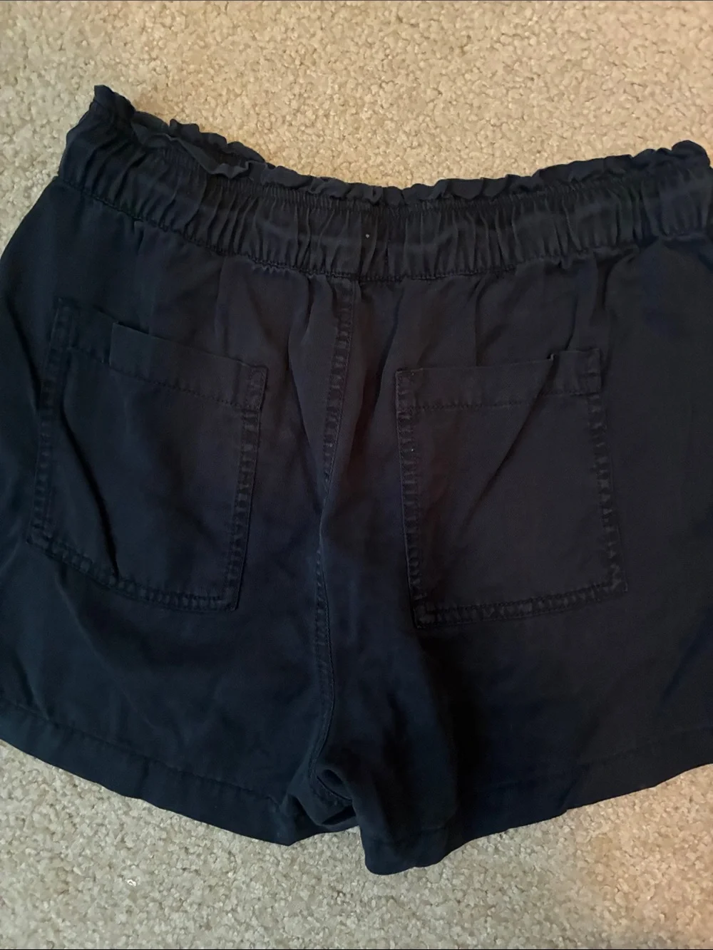 LOFT Black High-Rise Drawstring Shorts